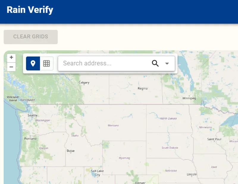 RainVerify interactive grid map